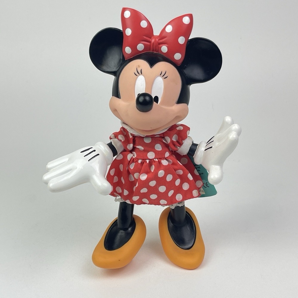 Applause Disney Posable Minnie Mouse Vinyl 9" Doll with Cloth Dress